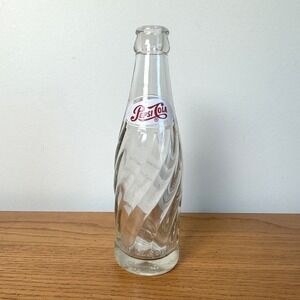 Vintage Pepsi-Cola Swirl Glass Bottle 6.5 oz 1950s 1960s Retro Soda Bottle